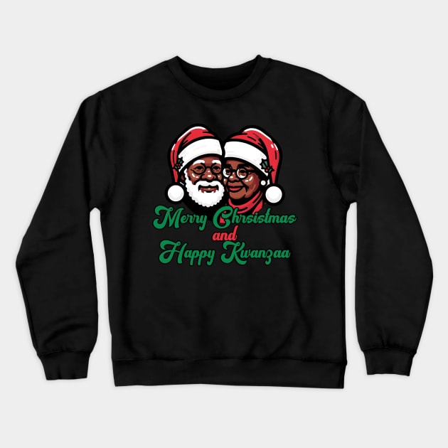 Black Santa Mrs Claus Couple Christmas Kwanzaa Crewneck Sweatshirt by blackartmattersshop